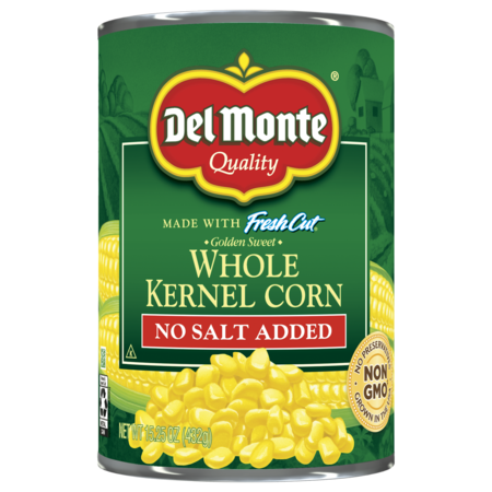 Del Monte Golden Sweet No Salt Added Whole Kernel Corn 15.25 oz. Can, PK24 2001421
